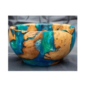 Bol en résine époxy et bois d'acacia de style moderne, fait main, sans BPA, écologique, décoration de table de luxe et bol de présentation pour la cuisine - Product Image 4