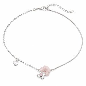 Silver Plated Necklace with Pink Sakura Flower Pendant for Girlfriend Birthday <b>Gift</b> <b>Valentine</b> Anniversary Accessories - Product Image 1