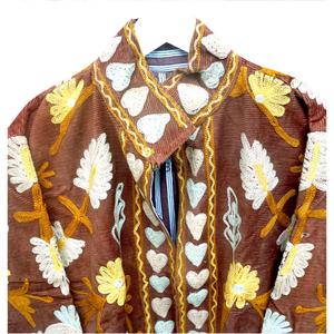 เสื้อแจ็คเก็ตผ้าคอร์ดูรอยหรูหรา ทำมือ ปักลายดอกไม้ สำหรับผู้หญิง คอปกแบบแมนดาริน เหมาะสำหรับใส่ในฤดูใบไม้ร่วงและฤดูหนาว - Product Image 6