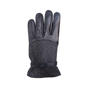 Tweed Leather <b>Gloves</b> Women Wrist Length Retro Style Touchscreen Warm Winter Outdoor Twill Casual Fashion <b>Gloves</b> - Product Image 5