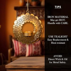 Hanging <b>Candle</b> <b>Holders</b> With Floral Cutouts Heat Resistant Home Decoration <b>Lanterns</b> - Product Image 2