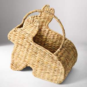 Sisu Handicraft Cute Joyful Rabbit Shape Natural Rattan Eco-Friendly <b>Easter</b> <b>Basket</b> <b>Gift</b> Decorative Toy Holder Handle - Product Image 3