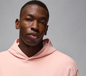 Men's Pink Hooded Sweatshirt Regular Fit Knitted Casual Autumn Wear With Pocket Design Solid Color Fleece Material - Product Image 3