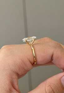 Bague de fiançailles solitaire 2 carats en diamant de laboratoire taille marquise, or massif 14 carats, sertie à griffes, style minimaliste, pour demande en mariage, prix d'usine - Product Image 6