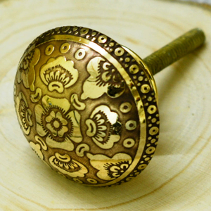 Poignée de porte artisanale traditionnelle en métal floral, finition laiton décorative, pour tiroir de meuble et quincaillerie de mobilier domestique - Product Image 6