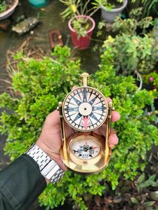 Victoria London Antique Brass <b>Clock</b> with Built In Compass Vintage Nautical Desktop Timepiece <b>Retro</b> Office Decor - Product Image 6