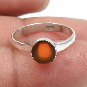 Bague de promesse en pierre de cornaline ronde semi-précieuse, disponible en argent sterling 925 massif, bijoux bohèmes faits à la main - Product Image 4