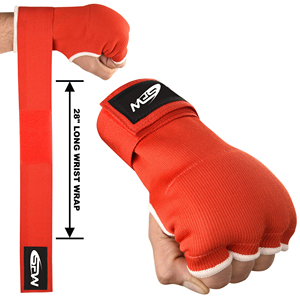 Bandage de boxe élastique rouge avec fermeture auto-agrippante, équipement de protection respirant pour adultes, style standard unisexe - Product Image 5
