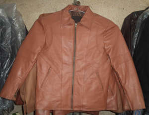 Veste en cuir véritable pour homme de haute qualité, col rond, fermeture éclair, vente en gros, tissu toile, offre ODM - Product Image 2