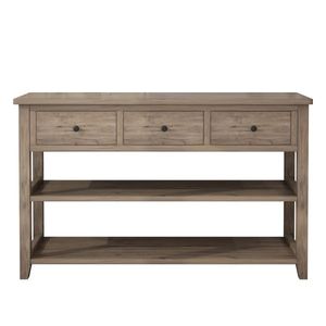 Wash Gray Console Table with <b>Wood</b> <b>Frame</b> and Legs 3 Drawers and 2 Open Shelves <b>for</b> Entryway or <b>Sofa</b> Table - Product Image 2
