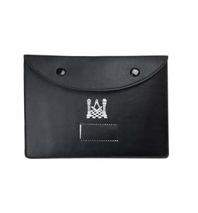 Master Mason Blue Lodge 5 Slot Jewel Case Black PU Leather Storage Pouch with Custom Embroidery Lodge Name and Number - Product Image 2