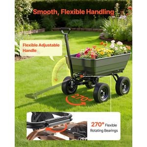 Carrello Agricolo Ribaltabile in Polietilene da 1200 Libbre (6 Cu. Ft) Carrello da Giardino Convertibile Ft. 90 con Maniglia Rapida Nuovo - Product Image 6