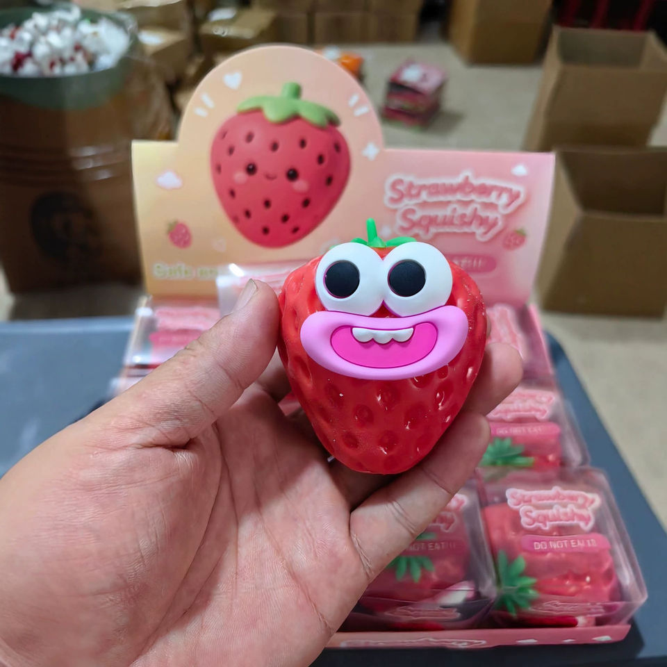 Wholesale Strawberry Shaped Slow-Rising Fidget Squishy Toy Facial ...