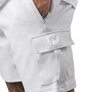 Pantalones Cortos Deportivos para Hombre, Color Gris Jaspeado, Estilo Cargo, Casuales, para Gimnasio, con Bolsillos Utilitarios, para Correr, Verano, Deportes Activos - Product Image 3
