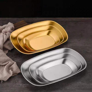Platos de Acero Inoxidable, Bandejas para Comida Coreana, Plato para Servir, Plato Dorado y Plateado, Plato para Aperitivos, Ensaladas, Platos Elegantes para Restaurante - Product Image 6