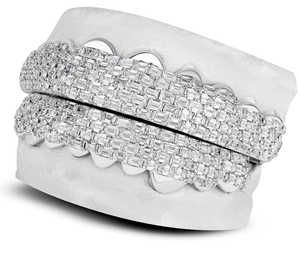 Juego Completo de Lujo de Grillz Hip Hop Iced Out con Moissanita de Corte Baguette, Acabado Chapado en Rodio, Joyería Personalizada de Capas Dentales Plateadas para Hombre - Product Image 2