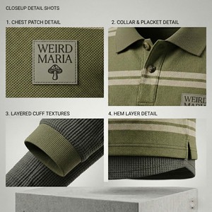 Men Streetwear Layered for <b>Shirt</b> Set Two Piece <b>Waffle</b> Knit Short Sleeve Boxy Striped for Over <b>Shirt</b> 100% Cotton Print - Product Image 3