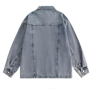 Veste en jean pour homme tendance, couleur grise, quatre poches sur le devant, col rabattu, fermeture à boutons pression, veste en denim pour garçons - Product Image 2
