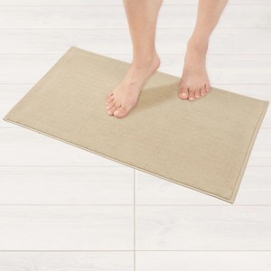 Modern Beige Cotton Bath <b>Mat</b> Rectangle Non-Slip Rubber Backing Flat Weave Home Use Thin 0.2-0.4 in - Product Image 4