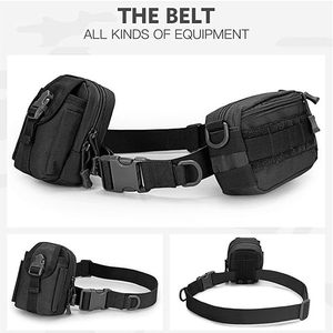 Heavy Duty Utility Waist Belt with <b>Pouches</b> Adjustable Outdoor Gear Belt for Hiking Camping <b>Work</b> - Product Image 4