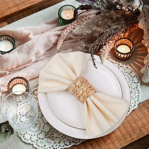 Woven Rattan Custom Handmade Eco-friendly Napkin Rings Stocked for <b>Party</b> and Wedding Dinner <b>Table</b> - Product Image 4