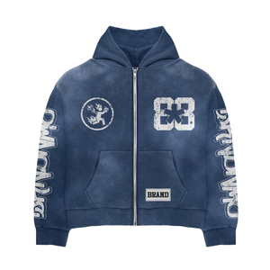 Custom Men Vintage Washed Tracksuit Set Zip Hoodie Jogger Set Streetwear Sweat <b>Suit</b> OEM ODM Private Label 2026 - Product Image 2