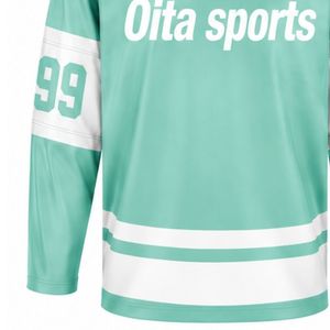 Camiseta de Hockey sobre Hielo Verde Menta para Hombre, Manga Larga, Poliéster, Ropa Deportiva para Entrenamiento de Equipos - Product Image 5