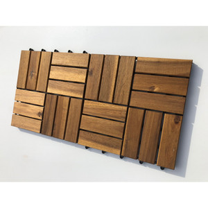 12 pulgadas X 12 pulgadas. Paquete de 10 Uds. Azulejos de cubierta de suelo entrelazados de madera de acacia para patio exterior cubierta de suelo de jardín con 12 listones - Product Image 4