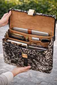 Maletín de Cuero Genuino con Pelo de Vaca, Estilo Vintage, para Portátil, Bolso de Mensajero, LPBH-0006 - Product Image 3