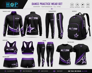 Conjunto de Ropa para Práctica de Baile y Animación: Chándal, Top Corto, Leggings, Camiseta y Mochila para Calentamiento - Product Image 2