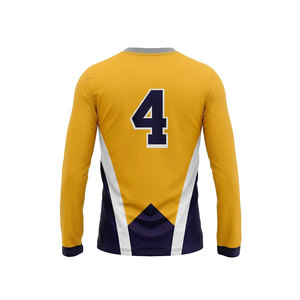 Men’s Gold & Navy Long <b>Sleeve</b> Basketball <b>Shooting</b> Shirt – Full Customization With Team Logo & Number Basketball Jersey - Product Image 4