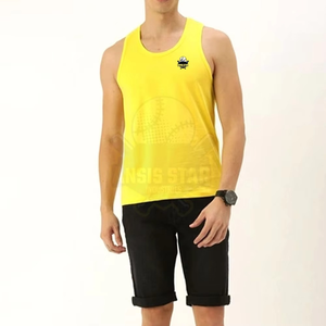 Camiseta sin Mangas para Hombre ANSIS STAR, Cuello Redondo, Tejido de Punto, Color Amarillo Sólido, Transpirable, Informal, con Diseño de Logotipo Personalizado en la Parte Delantera - Product Image 5