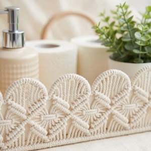 Cesta de almacenamiento de macramé estilo boho para pañales de bebé, juguetes y organización elegante de la habitación infantil, procedente de la India. - Product Image 3