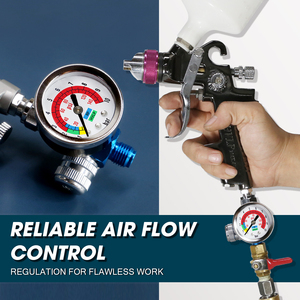 Válvula reguladora de presión de aire con manómetro para herramientas neumáticas y control de línea de aire Aluminio LEMATEC - Product Image 2