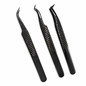 Kit de pinces à épiler professionnelles en acier inoxydable noir de précision avec pointe fine, écologiques et durables, outils de salon de beauté - Product Image 1