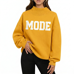 Sudadera con cuello alto, forro térmico, estilo oversize, de algodón y forro polar, cálida para invierno, informal, estilo urbano, prenda térmica. - Product Image 1
