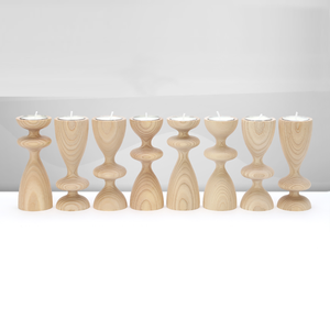 Candelero de madera de fresno natural hecho a mano, pintado, para decoración de bodas, hogar y Ramadán, por MULTI CRAFT - Product Image 1