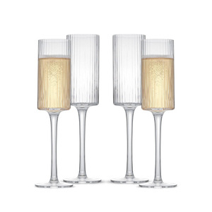 Copas de champán de plástico resistentes al calor - Copas de champán desechables con diseño acanalado - Copas de mimosa vintage con tallo largo, elegantes para bodas - Product Image 6