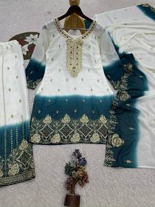 Moda elegante indio Salwar trajes para adultos Gharara Punjabi chica Sarara estilos invierno venta al por mayor mujeres vestido diseños - Product Image 2