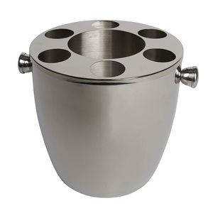 Enfriador de vino de buena venta, Cubo de champán de Metal con Acabado niquelado, cubo de hielo de Metal para vino con mango de perilla lateral - Product Image 4