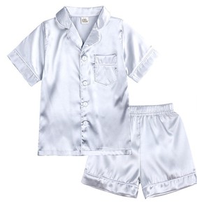 Ensemble pyjama à manches courtes pour filles, vêtements de nuit d'été, couleur unie, short en polyester doux avec boutons - Product Image 4