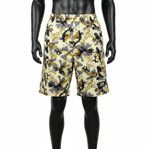 Shorts coupe-vent pour homme en polyester tissé doux 120 GSM, imprimé camouflage intégral, logo personnalisé thermocollé, séchage rapide - Product Image 6