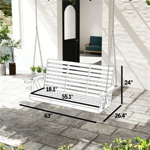 Sedia a Dondolo in Legno Naturale per Esterni, Giardino, Cortile e Veranda - Product Image 6