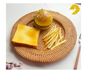 จานรองหวายสานมือ จานหวายทรงกลม ถาดเสิร์ฟตกแต่งโต๊ะ จานโชว์ผลไม้ขนมปัง จานรองหวายเวียดนาม 2026 - Product Image 1