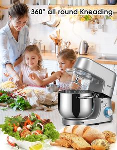 เครื่องผสมอาหารแบบตั้งโต๊ะขนาด 9.5QT พร้อมหูจับคู่ วัสดุโพลีเอสเตอร์กันน้ำ ฟังก์ชั่นปั่นแบบพัลส์ 6 ระดับ และดีไซน์หัวเครื่องปรับเอียงได้ - Product Image 6