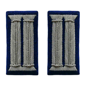 Uniform Collar Tabs Patch on Custom Fabric With Gold Bullion Hand Embroidery Silver Platted Brass <b>Button</b> With Clip Collar Tap - Product Image 3