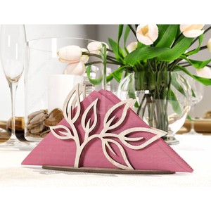 Wooden Bird Napkin Holder Free Standing <b>Table</b> Decorative Stand Cute Design Pink Fabric Base - Product Image 4