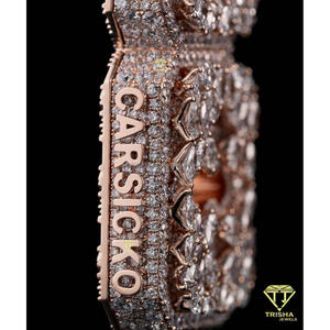 Colgante de Lujo con Letra CSO, con Diamantes Moissanite VVS en Corte Pera y Redondo, Chapado en Oro sobre Plata de Ley 925, Joyería Hip Hop - Product Image 4