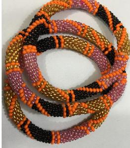 Orange Color Shade Glass <b>Beads</b> Roll <b>Bracelets</b> for Children's-Romantic Tassel Design Gift - Product Image 6