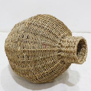 Jarrón de Piso Estilo Bohemio Artex Dong Thap con Vidrio y Metal, Fibra Vegetal, Ratán, Artesanía, Decoración para el Hogar, Florero - Product Image 4